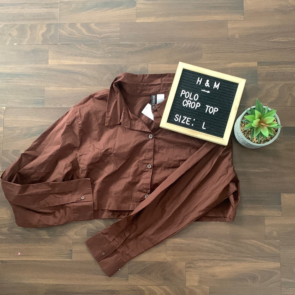 ⭐️3 for 12$⭐️ H&M Long Sleeve Polo Crop Top  NWT